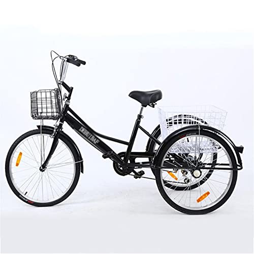 Image of Three Wheel Bike Adult Tricycle 24inch 7 Speed Three Wheel Trike Bike Cruiser Adult Trikes Low Step-Through for Women Men Shopping Exercise Cycling Pedalling