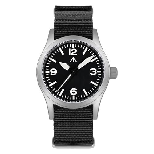 Militado ML05 ML05B 38mm Vintage Felduhren Für Männer, VH31 Schweigende Sekunde/515/Miyota Super 2035 Quarzwerk, Gewölbtes Saphirglas Mit AR-Beschichtung, C3 Super-Leuchtmasse, 100M Wasserdicht