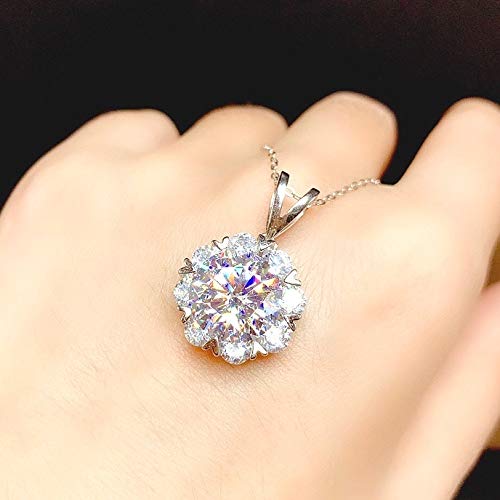 5 Carat Classic Moissanite Necklace, Moissanite Pendant, Moissanite Diamond, White Gold Plated Sterling Silver Pendant, Art Deco Aesthetic #TOP5