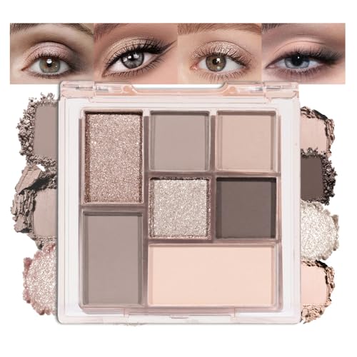 Nude Brown 7Colors Eyeshadow Makeup Palette with Mirror,Natural Neutral Eye Shadow Palettes for...