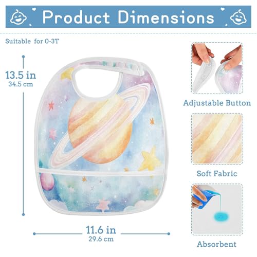 MCHIVER Stars Clouds Pink Baby Bibs for tag1 Waterproof Feeding Bib Apron with Food Cather Adjustable Cotton Food Eating Bib 2 Pack2