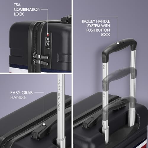 Image of Tommy Hilfiger Plastic Berlin Unisex Spinner Hard Luggage - Grey, 67Cm Mid Bag with 4 Wheel Trolley