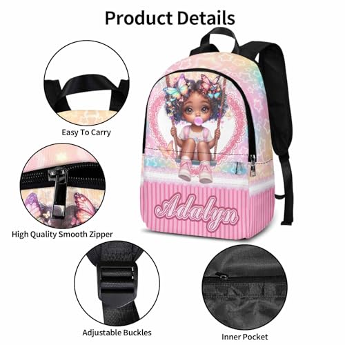 Image of Back to School Gifts Custom Backpack for Girls Personalized Toddler Backpack with Cartoon Girl Pink Customized Backpacks Set Kindergarten Elementary Preschool Bookbag Girls Travel Picnic