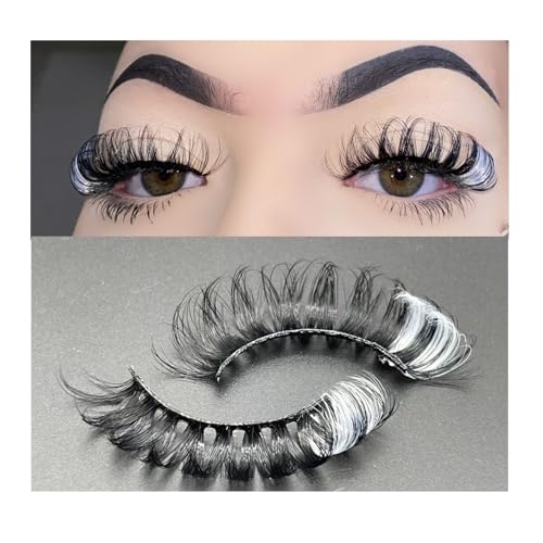 1 Pair Lashes Strip with White for Festivals, 3D Russian Curl Fal...