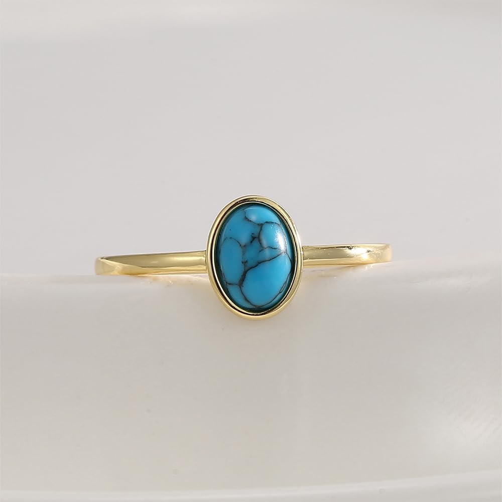 LadayPoa Turquoise Ring for Women. 18k Gold Plated Western Jewelry. Statement Ring with Blue Stone - Image 6