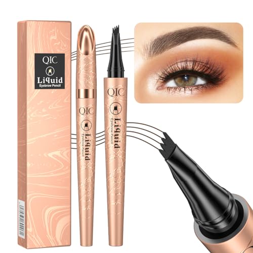 Eyebrow Pen,Waterproof Ink Gel Tint Drawing Eyebrow Pencil with Four Tips, Natural Looking Brows Stay on All Day (Dark Coffee)