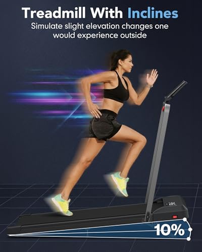 Image of WELLFIT Foldable Treadmills 10% Incline, Under Desk Walking Pad Treadmill with 350LBS Weight Capacity, Portable Treadmill for Home Office with Handle, 3 in 1 Small Treadmill, No Assembly, Easy Storage