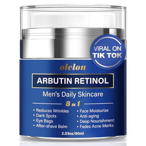 8-in-1 Face Cream for Men, mens face moisturizer with Alpha Arbutin, Retinol, Collagen and...