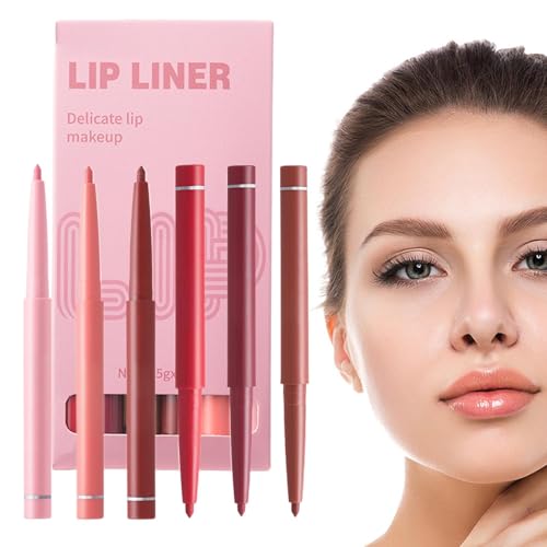 Delineador de labios mate, delineador de labios de maquillaje, 6 lápices de maquillaje de labios resistentes al agua, lápiz labial mate, delineador de labios resistente a las manchas, lápiz labial