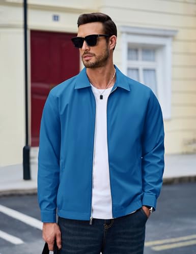 Image of MAGCOMSEN Men's Lightweight Jackets Full Zip Up Light Coat Laydown Collar Jacket Casual Windbreaker Jacket with Zip Pockets
