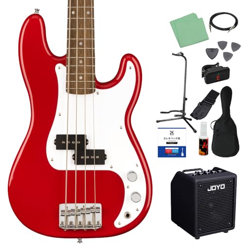 Squier Mini Precision Bass �x�[�X ���S��12�_�Z�b�g �y���@�\�A���v�t�z Dakota Red �v���V�W�����x�[�X �~�j�T�C�Y �X�N���C���[/�X�N���C�A