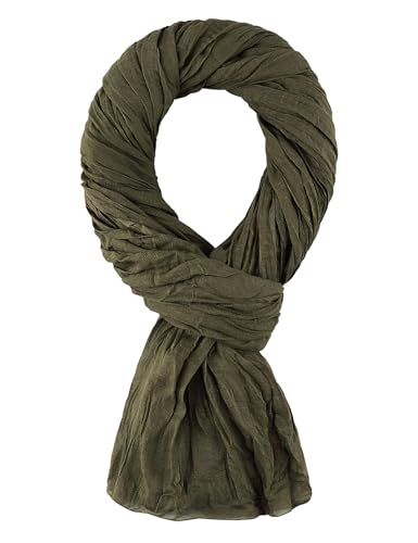 ALLEE DU FOULARD Bufanda Fular Pañuelo Estola Chal 100% Algodón – Verde Militar - Tamaño 200 X 110 CM – Mujer y Hombre - Cómodo y Ligero