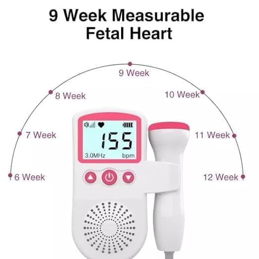 Image of Fetal Doppler with Speaker, Companion with 50-230M Measuring Hz, LCD Display, and Pocket Size Convenience in Pink (with Gel)
