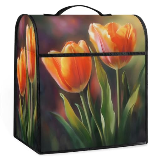 Coffee Maker Cover Tulip Kitchen Appliance Covers Small Appliance Covers Blender Cover Juicer Cover Dust Covers for Kitchen Appliances with Top Handle and Pockets,Washable,C28
