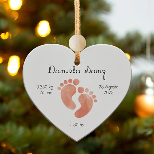 Transparent Gift Pacote de ornamentos personalizados para árvore de Natal com nome pés bebé. Bola de Natal personalizada metacrilato. Decoração de Natal para casa. Presentes personalizados natalícios