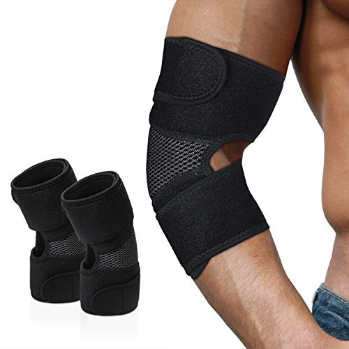 Sansoak Adjustable Elbow Brace Compression Elastic Support Sehnenentzündung, Tennis- und Golfer-Ellbogenbehandlung, Arthritis, Training, Gewichtheben - Reduzieren Sie Ellenbogenschmerzen (2er Pack) Cover