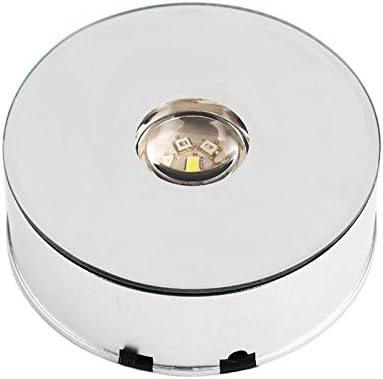 CALISTOUK Unique Large Round Rotating Crystal Display Base Stand Holder 5 LED Light #1 New