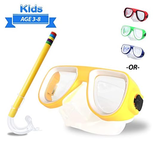 Kids Snorkel Set Junior Snorkeling Gear Kids Silicone Scuba Diving Snorkeling Glasses Set Semi-Dry Snorkel Equipment for Boys and Girls Age from 4-8 Years Old