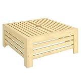 Outsunny 2-in-1 Outdoor Storage Box for Umbrella Base, Umbrella Stand Table, Wooden Patio Coffee End Table with Umbrella Hole, Natural Wood