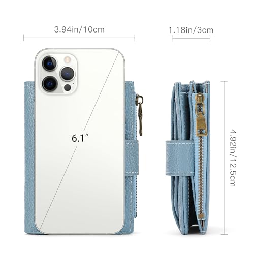 Image of GAEKEAO Small Wallets Woman RFID Blocking Leather Bifold Card Holder Wallets with Zipper Pocket Removable ID Window