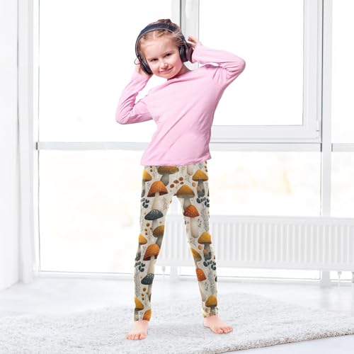 Girls Leggings Mushrooms Leaves Soft Toddler Leggings for Girls Kids Pants Size 4T-10T4