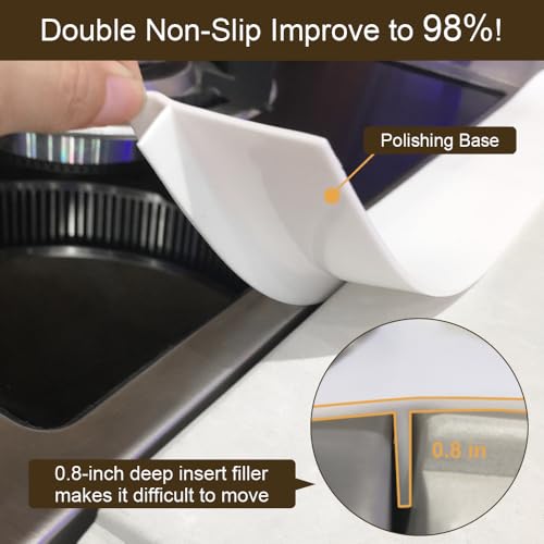 Image of Kitchen Silicone Stove Counter Gap Cover - 25 Inch Gap Filler 2pcs White
