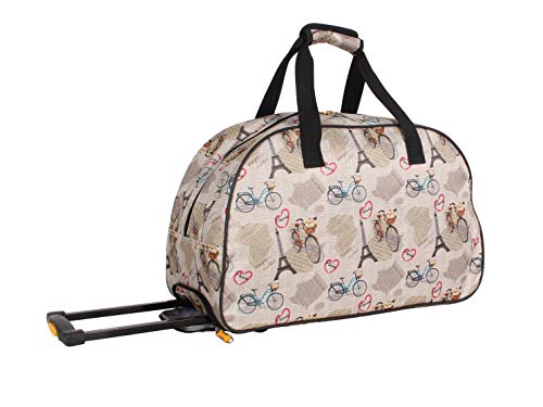 Lucas Luggage 22 Inch Printed Rolling Carry-On Suitcase Wheeled Duffel (22in, Paris)2