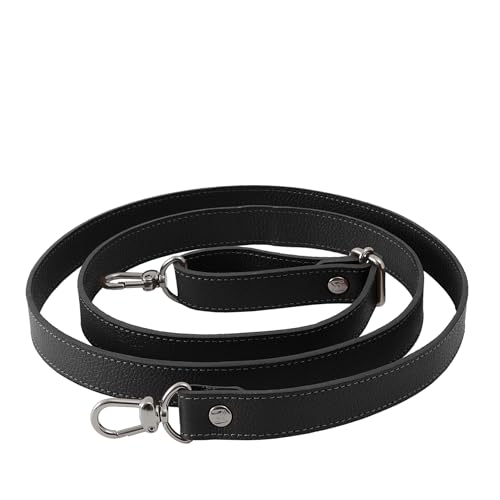 Alça Transversal de Couro Bovino Legítimo Ajustável C/Mosquete Onix P/Bolsa Mariart 2 cm (Preta)