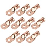RIOCAN 4/0 AWG (0000 Gauge) 3/8″ (M10) Copper Ring Terminals, 10 Pcs Heavy Duty Battery Cable Lugs for Industrial Power Distribution & Welding Systems