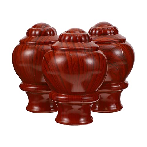 Didiseaon 3PCS Curtain Rod Finial Plastic Drapery Pole Ends Wood Grain Drape Rod Curtain Accessories for Drapery Curtain Rod