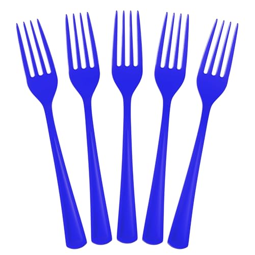 Exquisite Dark Blue Plastic Forks 50 Pieces Dark Blue Forks Disposable Utensils Heavy Duty Plastic Cutlery Set Disposable Cutlery Sets Flatware Sets Silverware Set For Party Supplies & Party Tableware