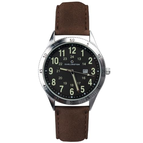 Image of Carlington Aristocrat Series Analog Date Watches for Men with Premium Leather Strap - CT 1076