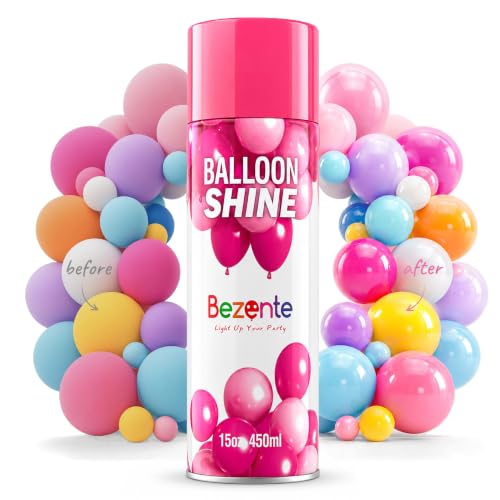 Image of Bezente Balloon Shine Spray 15oz Instant High Gloss for Party Latex Balloon | Ultra Shine Balloon Spray, All-Day Lasting Waterproof Silicone Formula for Birthday Wedding Party Events Decor Outdoors