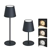 Aipsun 2 Stück Dimmbare led akku tischleuchte höhenverstellbar Anthrazit 23/36.5CM, 5000mAh(5V 2A),3W 2700/4000/6000K tischleuchte kabellos,Eisenmetall,IP44 Outdoor Tischlampe für Schlafzimmer, Büro
