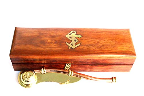 Silbato Náutico de Latón Macizo y Cobre 5" con Caja de Madera miniatura 4