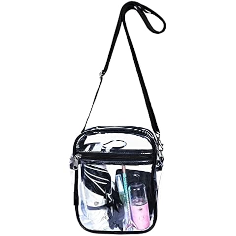 hanmir Unisex's, Clear Stadium Approved Crossbody for Concert with Extra Pocket,Adjustable Strap Body Shoulder Bag for Security & Sporting Event, Transparent, One Size Cover