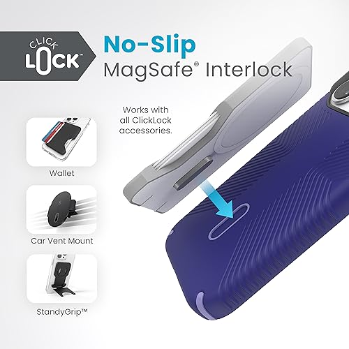 Speck MagSafe Case for iPhone 15 Pro - Drop & Camera Protection, ClickLock No-Slip, Wireless Charging Compatible, Fits All 6.1 Inch Models - Future Blue/Purple Ink/Sky Purple - image 4