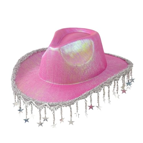 Chapeau de cowboy élégant pour femme avec franges scintillantes