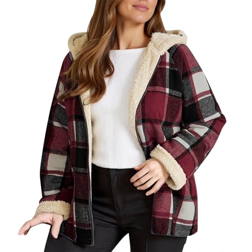 Flannel Jacket Women Casual Long Sleeve Zip Up Plaid Jackets Shacket Sherpa Lined Warm Fall Winter Coats Outwear