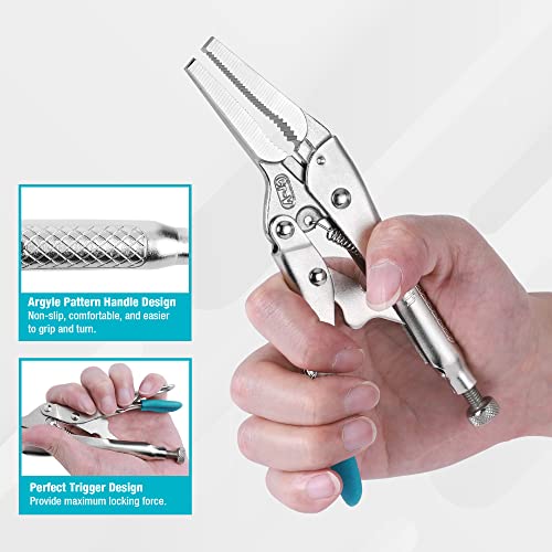 DURATECH 6-1/2Inch Long Nose Locking Pliers, Premium Cr-V Construction, Long Nose Pliers with Wire Cutter for Easy Access to Hard to Reach Areas 5