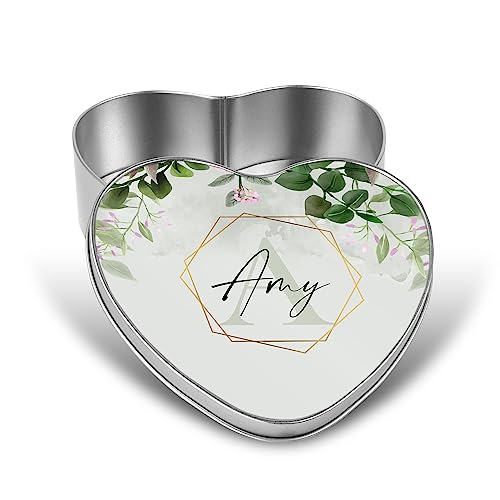 Print Maniacs Personalised Metal Tin Storage Jar Heart Jewelry Sweets Decorative Keepsake Memories Gift Box For Her Mum Grandma Auntie (S - 7.5cm x 8cm x 4cm)