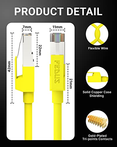 Image of FEDUS Cat6 Ethernet Cable, 50 Meter High Speed 550MHZ / 10 Gigabit Speed UTP LAN Cable, Network Cable Internet Cable RJ45 Cable LAN Wire, Patch Computer Cord Gigabit Category 6 Wires for Modem, Router