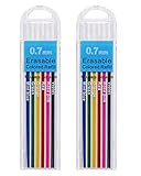 Tupalizy Erasable Colored Leads for Drawing Sketching Writing Taking Notes Adult Coloring Mechanical Pencil Refill for Teachers Students Artists Home School Office Art Project (0.7mm,6 Colors,24PCS)