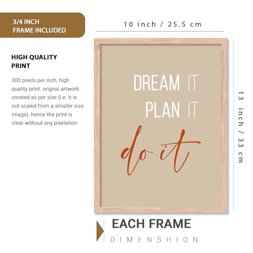 Image of kotart Motivational Quotes Art Framed Wall Painting for Living Room Bedroom - Wall Posters /Paintings with Frame - Painting for Living Room Bedroom Office Decor - for Decoration (K) Set of 6