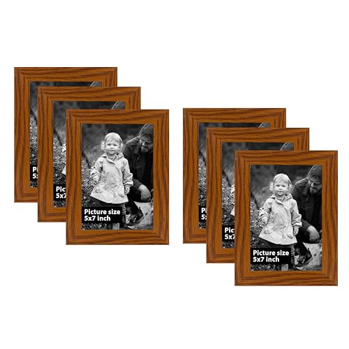 Image of Art Street Decorative Premium Set of 6 Individual Wall Hanging Picture Frame for Home, Living Room, Study Room Decor & Office Decor(5 x 7 Inch Picture Size) - Brown