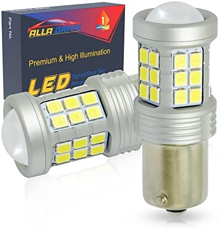 Alla Drive BA15S 1156 LED Bulbs, 6000K Xenon White Back-up Reverse, Turn Signal, Brake Tail Lights 7506 1141 3497 Single Filament Super Bright 2835 36-SMD Upgrade