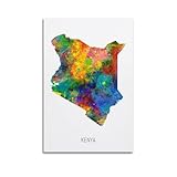 Reiseposter, Motiv: Kenia, Aquarellkarte, Nr. 1, Poster, 