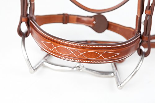 Huntley Equestrian Sedgwick Fancy Stitched English Leather Square Raised Hunter Horse Bridle With Reinss - Conker, Cob #TOP2