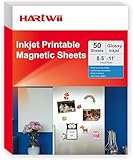 Hartwii Bulk Printable Magnet Glossy 50 Sheets for inkjet printer Make Refrigerator Photo 13.5mil 8.5 x 11 inches Thick magnetic printer paper for cricut