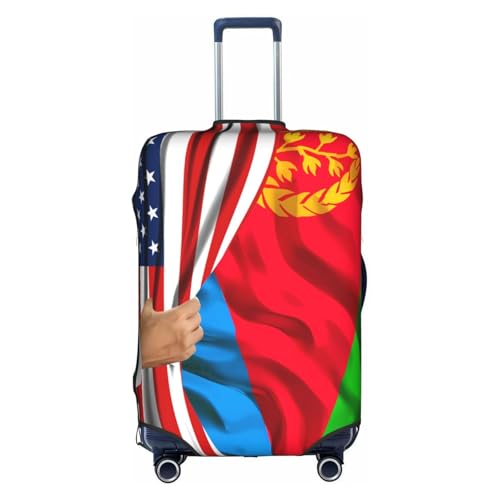 Travel Luggage Cover America Flag And Eritrean Flag Fashion Washable Baggage Suitcase Protector Fit For Luggage Small